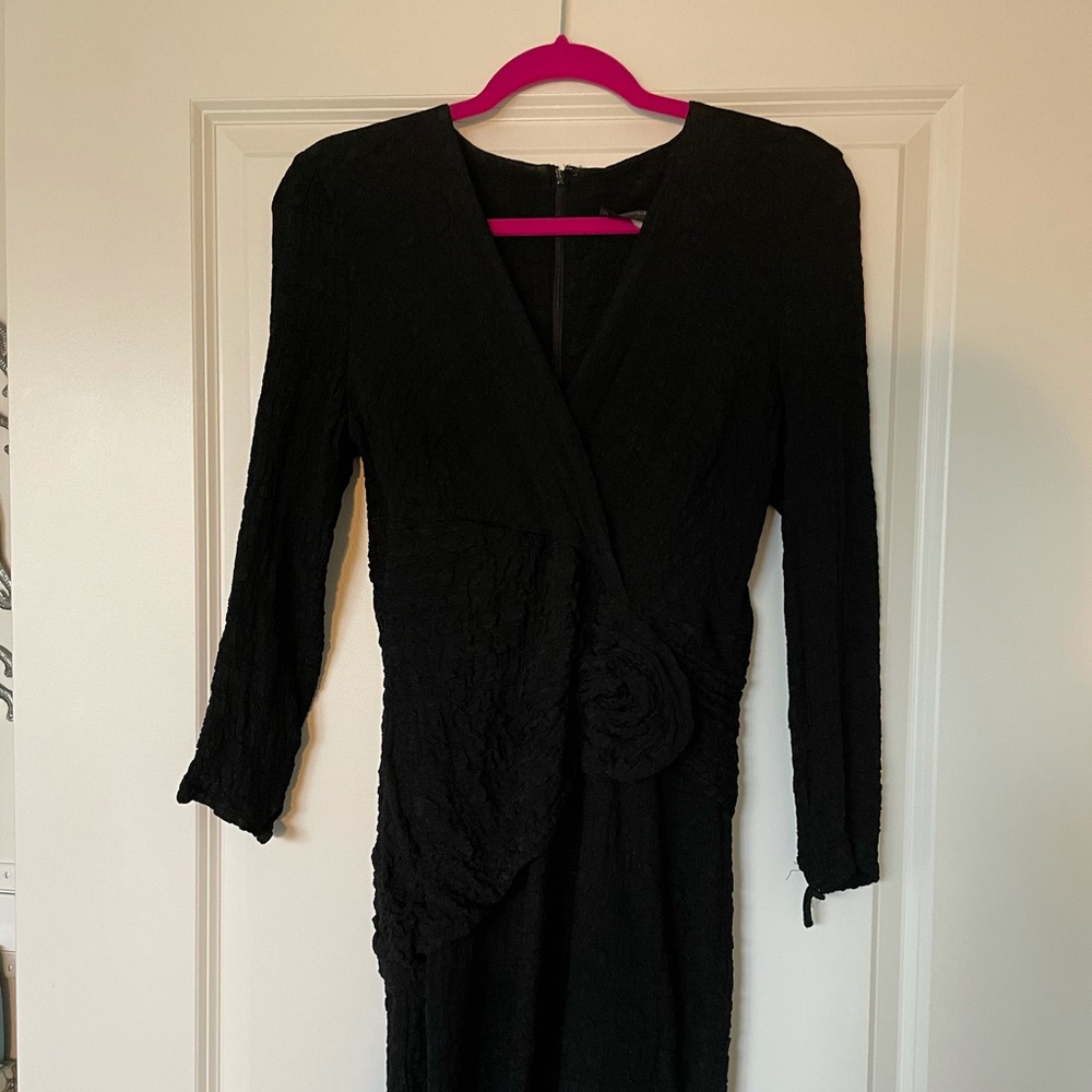 Vintage Black Bodycon Crepe Dress